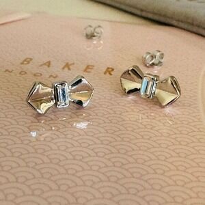 Ted Baker London Susli Bow Stud Earrings,  Silver Plated, Gift‎ Box NWT